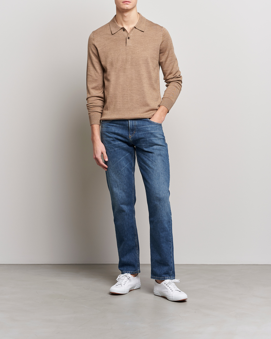 Herre | Gensere | Morris | Merino Knitted Polo Khaki