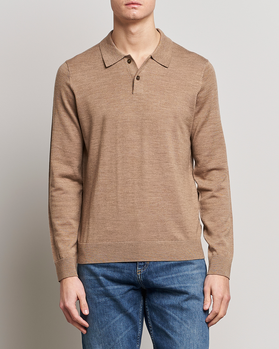 Herre | Gensere | Morris | Merino Knitted Polo Khaki