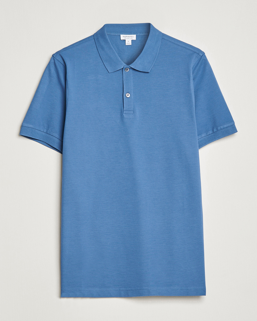 Herre | Pikéer | Sunspel | Short Sleeve Pique Polo Blue Stone