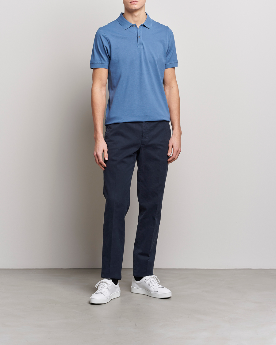 Herre | Pikéer | Sunspel | Short Sleeve Pique Polo Blue Stone