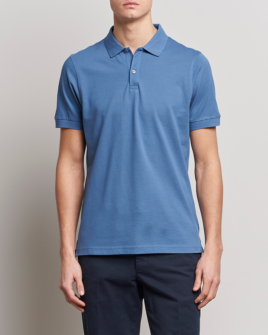 Herre | Pikéer | Sunspel | Short Sleeve Pique Polo Blue Stone