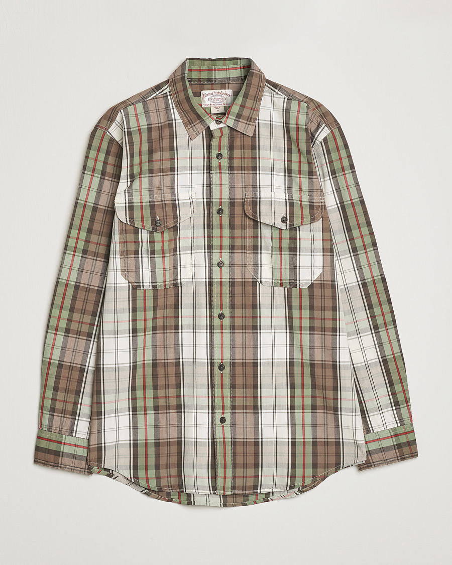 Herre | Skjorter | Filson | Washed Feather Cloth Shirt Sage/Olive Plaid