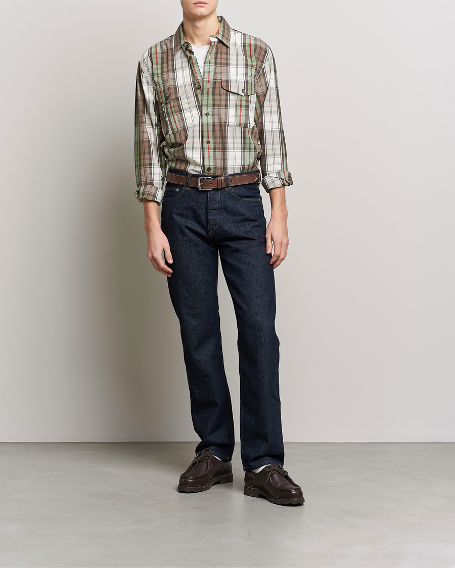 Herre | Skjorter | Filson | Washed Feather Cloth Shirt Sage/Olive Plaid
