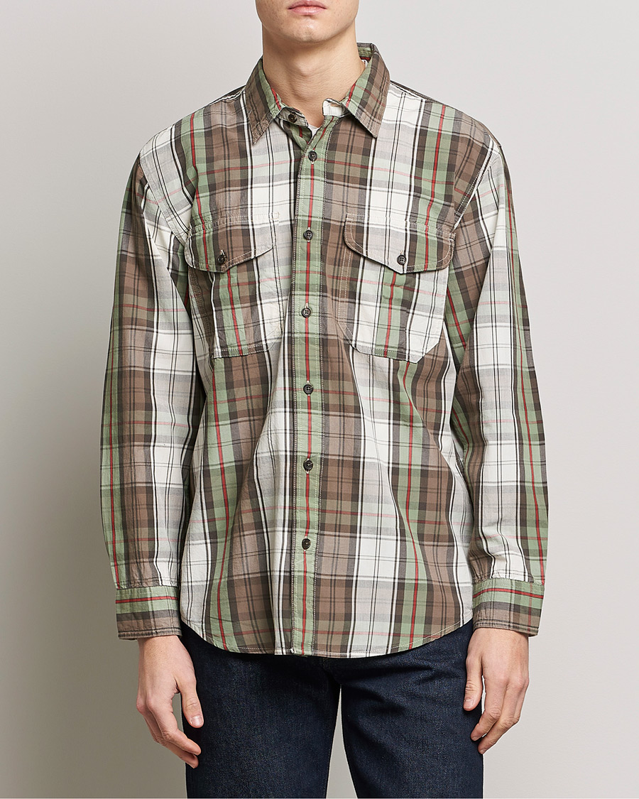 Herre |  | Filson | Washed Feather Cloth Shirt Sage/Olive Plaid