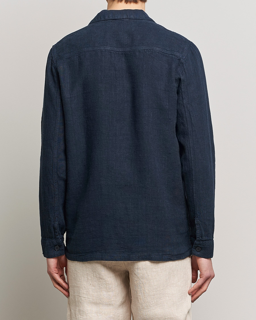 Herre | Skjorter | A Day's March | Bangher Linen Overshirt Navy