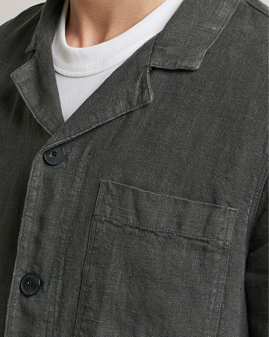 Herre | Skjorter | A Day's March | Bangher Linen Overshirt Olive