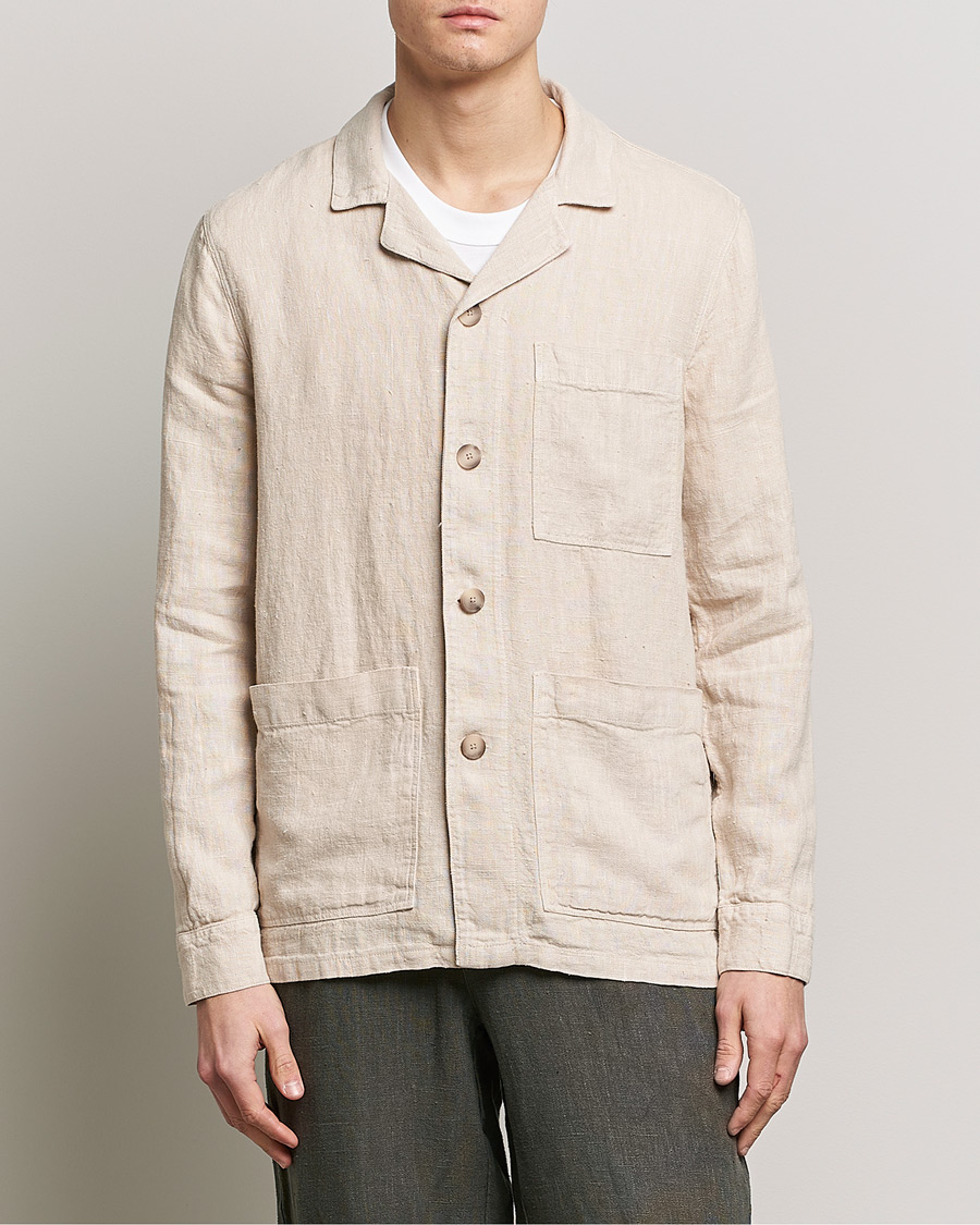 Herre | Plagg i lin | A Day's March | Bangher Linen Overshirt Oyster