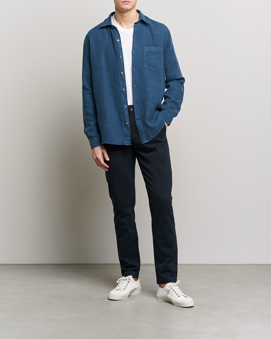 Herre | Skjorter | A Day's March | Abu Linen Shirt Indigo Blue
