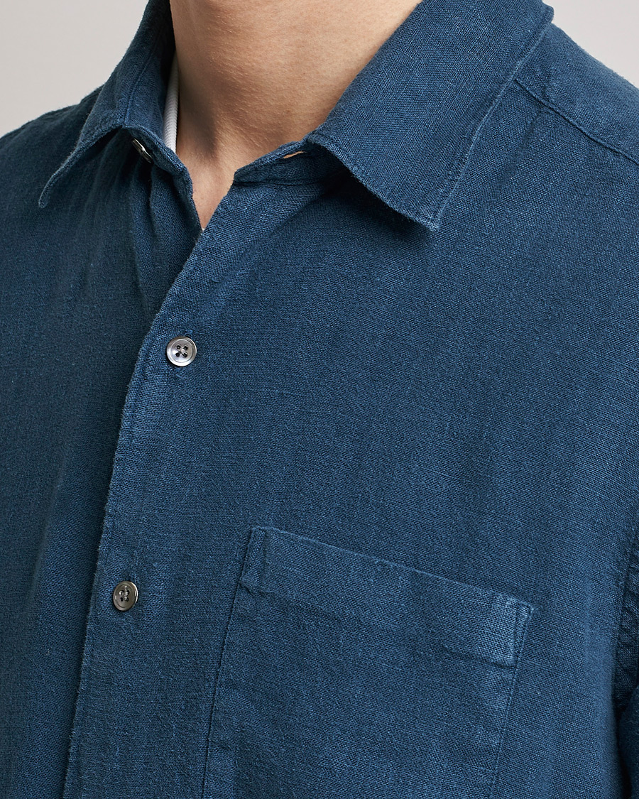 Herre | Skjorter | A Day's March | Abu Linen Shirt Indigo Blue