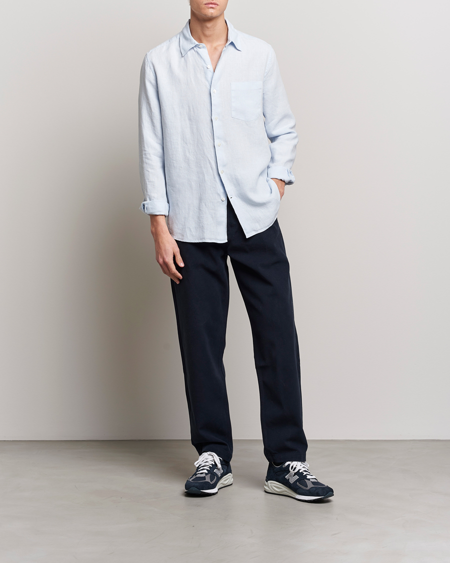 Herre | Skjorter | A Day's March | Abu Linen Shirt Light Blue