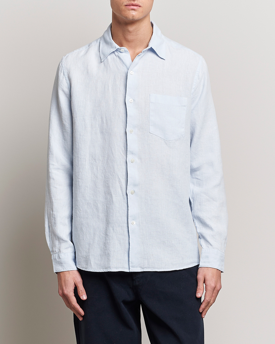 Herre | A Day's March | A Day's March | Abu Linen Shirt Light Blue