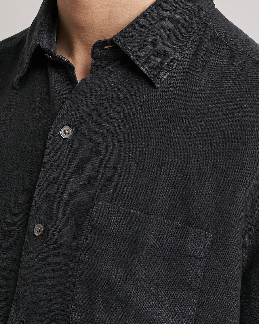 Herre | Skjorter | A Day's March | Abu Linen Shirt Off Black