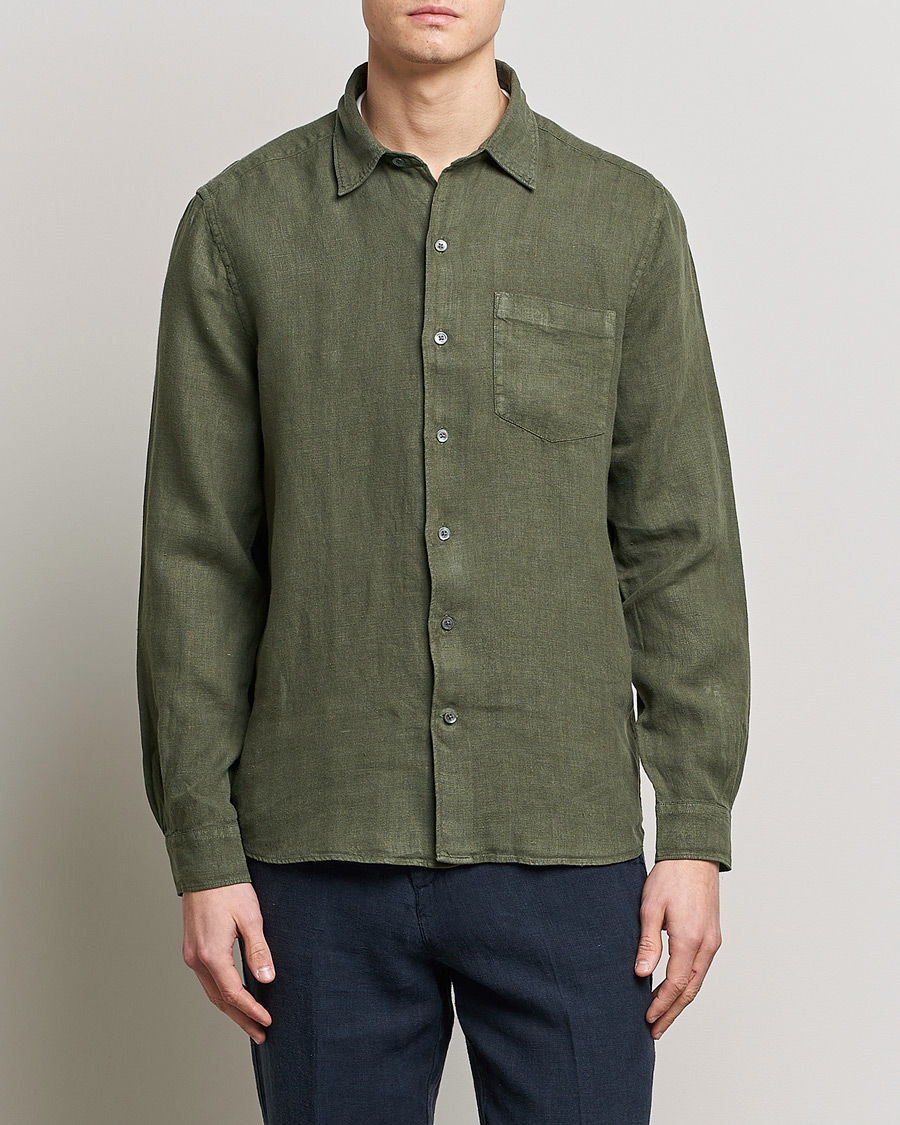 Herre | Linskjorter | A Day's March | Abu Linen Shirt Seaweed