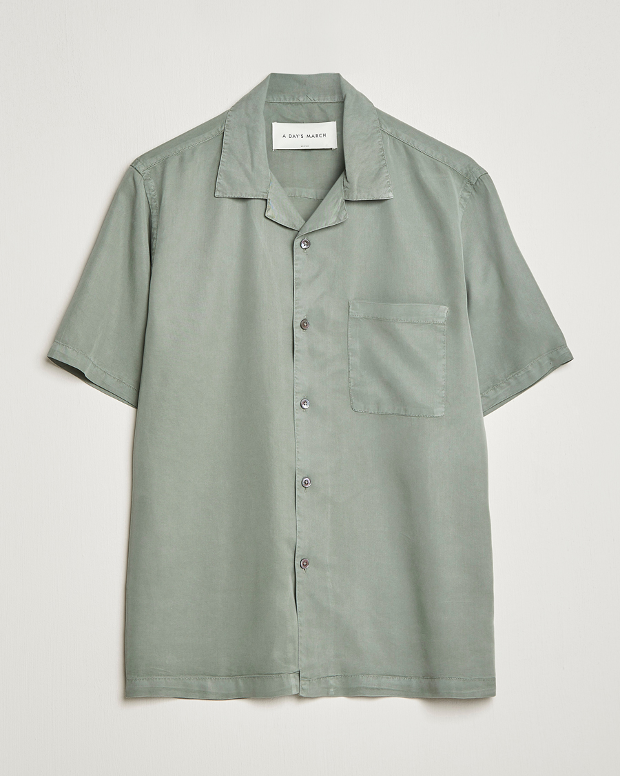 Herre | Skjorter | A Day's March | Yamu Short Sleeve Tencel Shirt Dusty Green