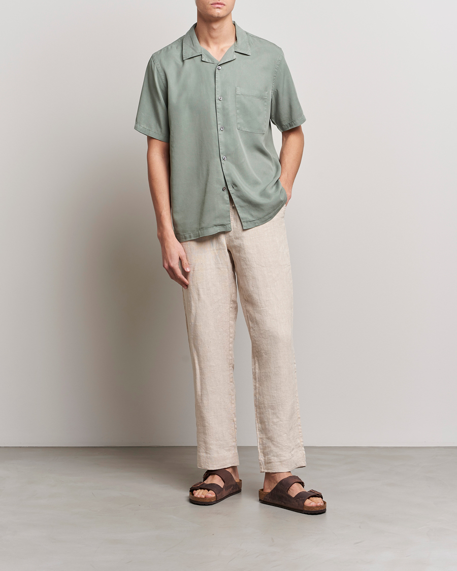 Herre | Skjorter | A Day's March | Yamu Short Sleeve Tencel Shirt Dusty Green