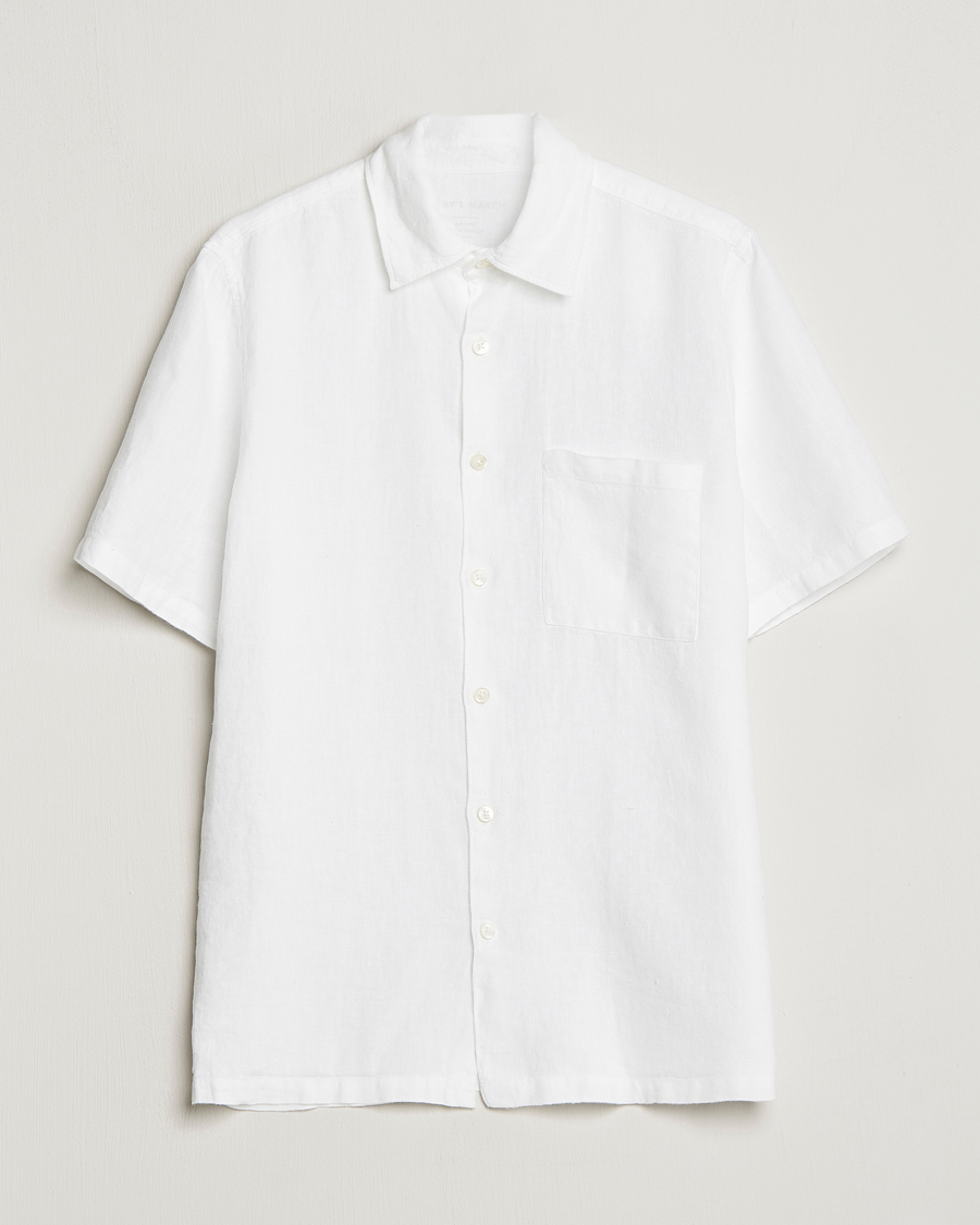 Herre | | A Day's March | Khito Short Sleeve Linen Shirt White