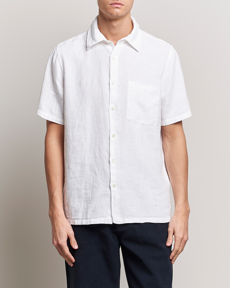 Herre | | A Day's March | Khito Short Sleeve Linen Shirt White