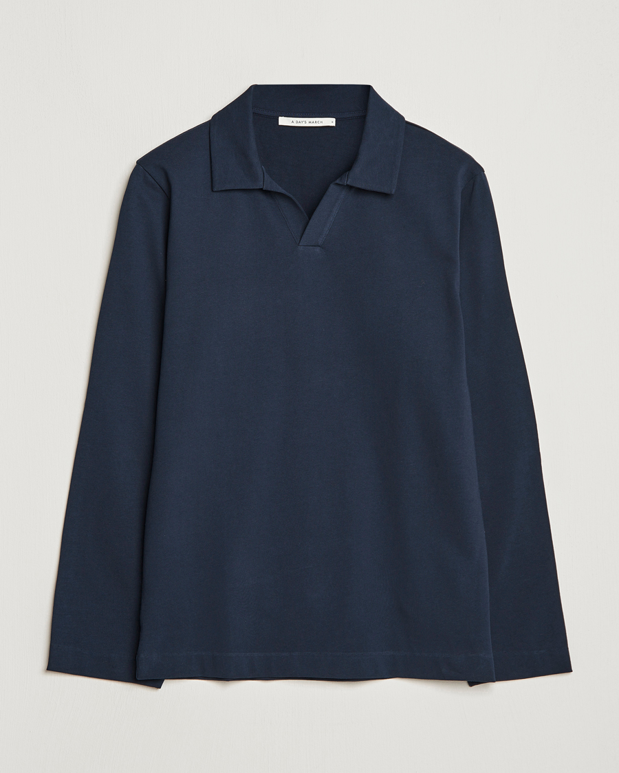 Herre | Gensere | A Day's March | Branford Long Sleeve Jersey Polo Navy