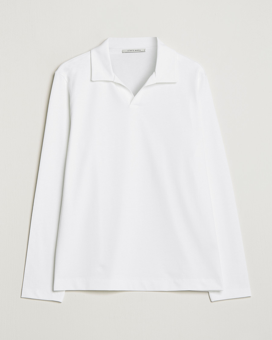 Herre | Gensere | A Day's March | Branford Long Sleeve Jersey Polo Off White