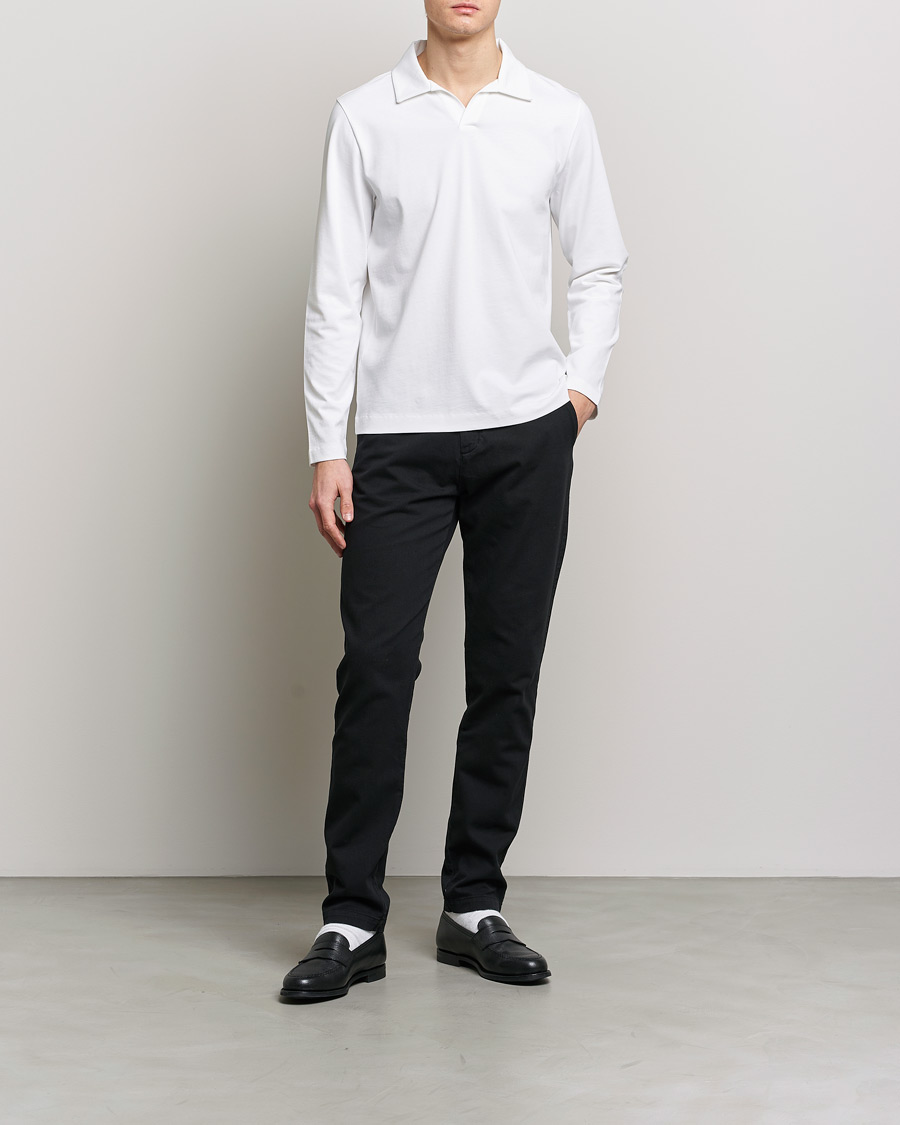Herre | Gensere | A Day's March | Branford Long Sleeve Jersey Polo Off White