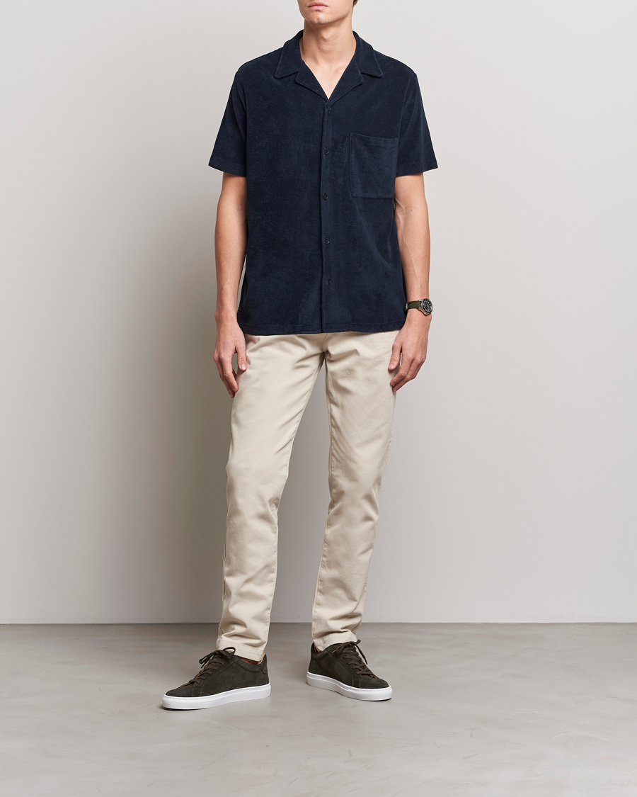 Herre | Skjorter | A Day's March | Yamu Short Sleeve Terry Shirt Navy