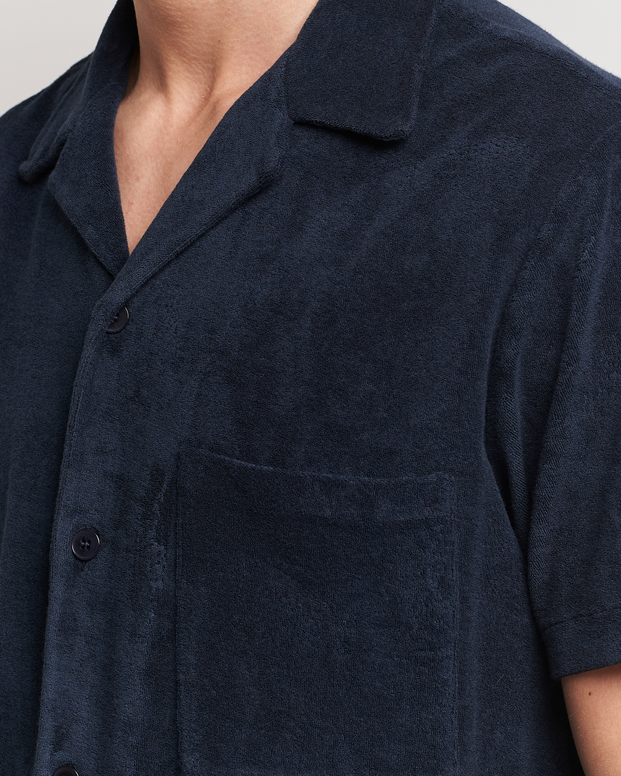 Herre | Skjorter | A Day's March | Yamu Short Sleeve Terry Shirt Navy