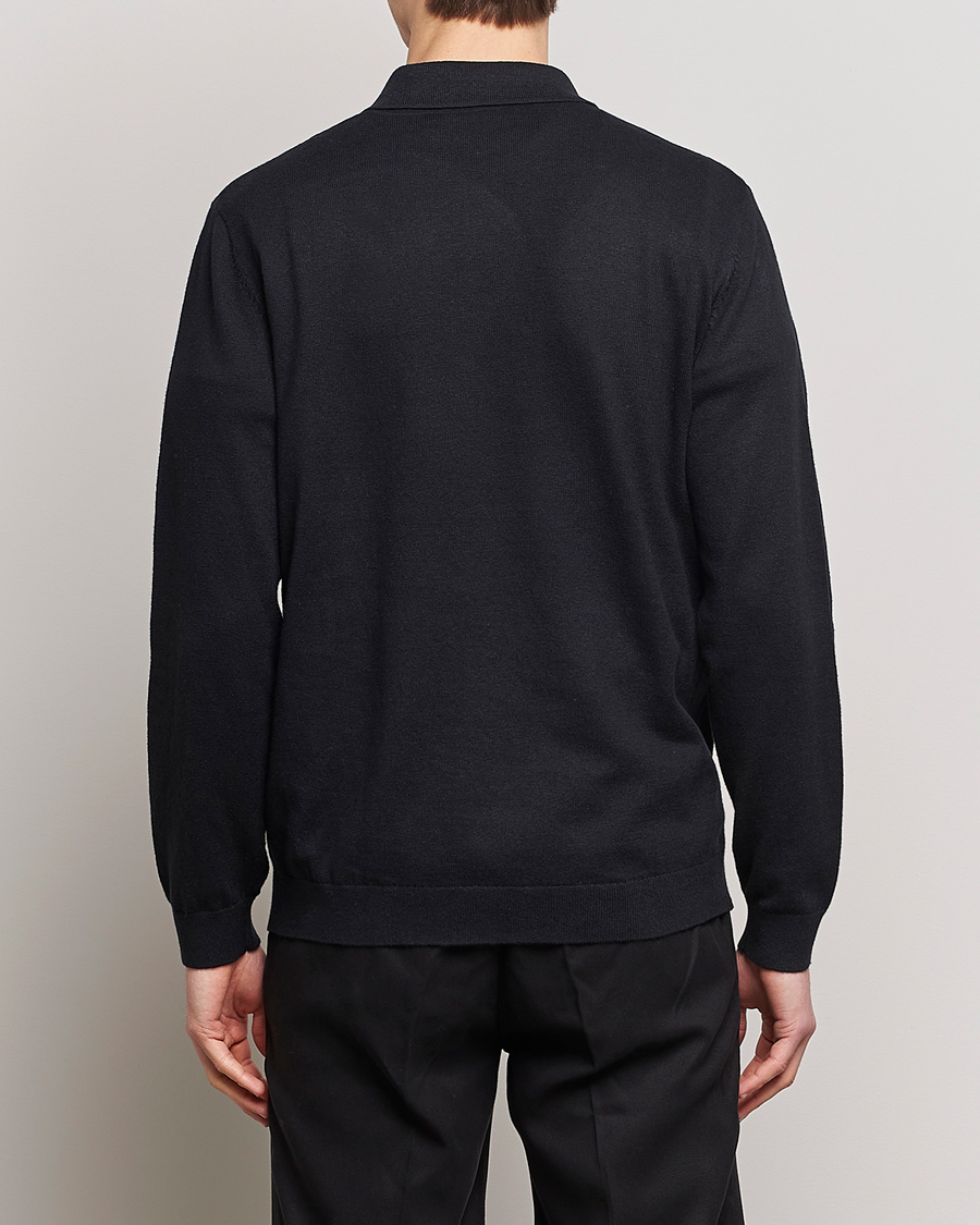 Herre | Pikéer | A Day's March | Manol Cotton Linen Polo Black