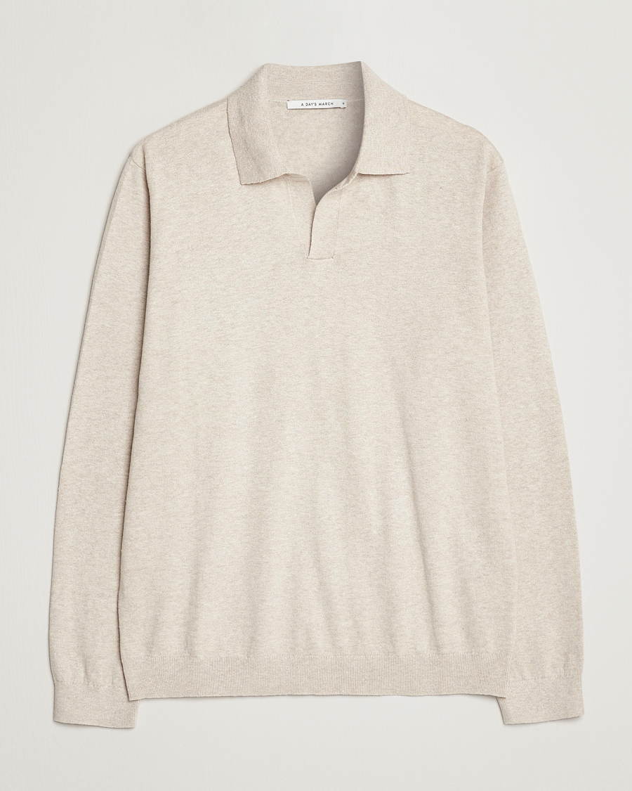 Herre | Pikéer | A Day's March | Manol Cotton Linen Polo Sand Melange