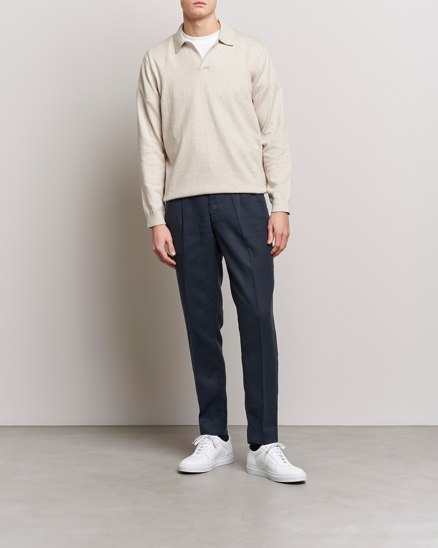 Herre | Pikéer | A Day's March | Manol Cotton Linen Polo Sand Melange