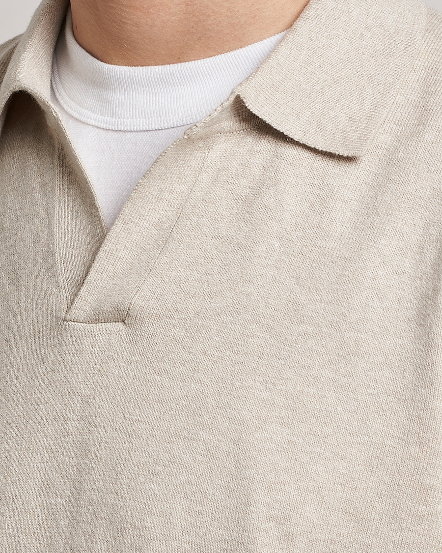 Herre | Pikéer | A Day's March | Manol Cotton Linen Polo Sand Melange