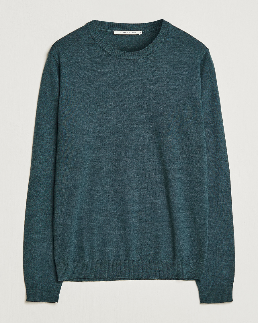 Herre | Gensere | A Day's March | Alagon Merino Crew Pine mel