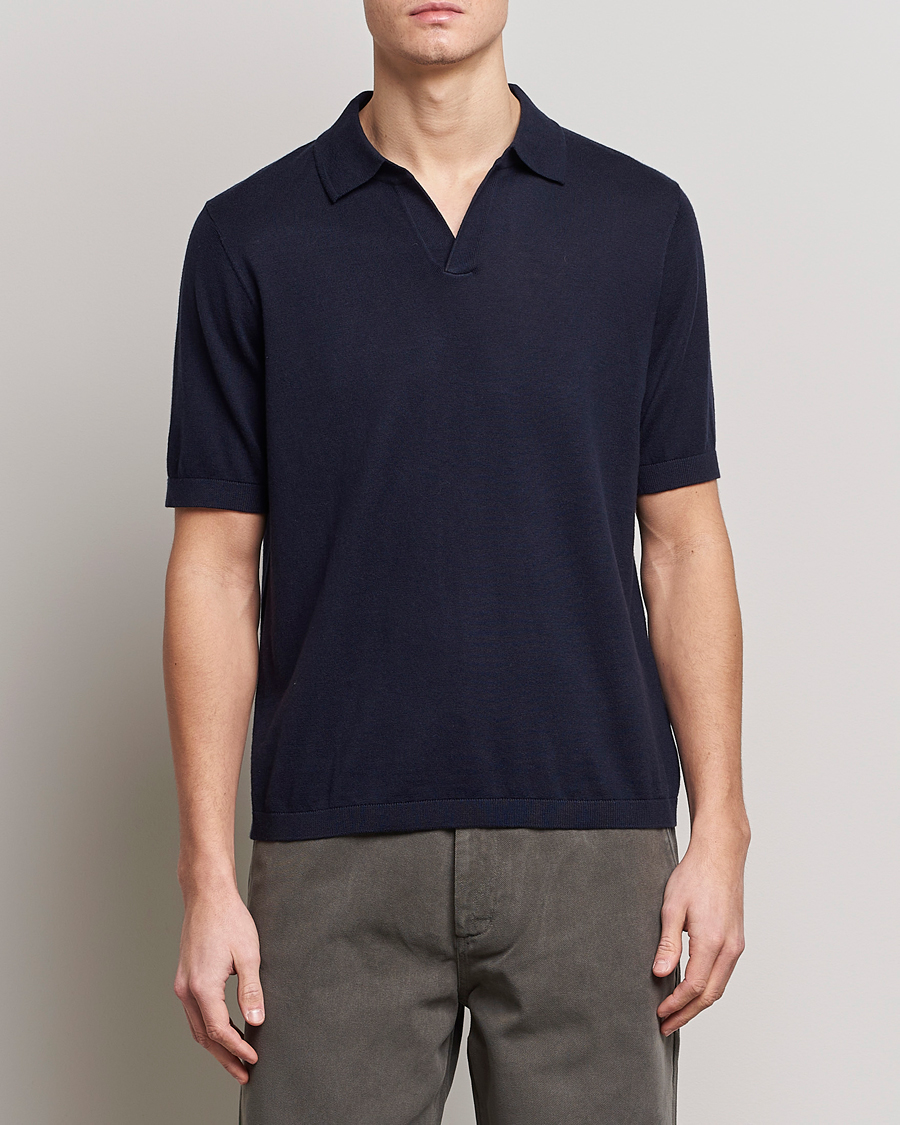 Herre |  | A Day's March | Ebro Open Collar Cotton/Wool Navy