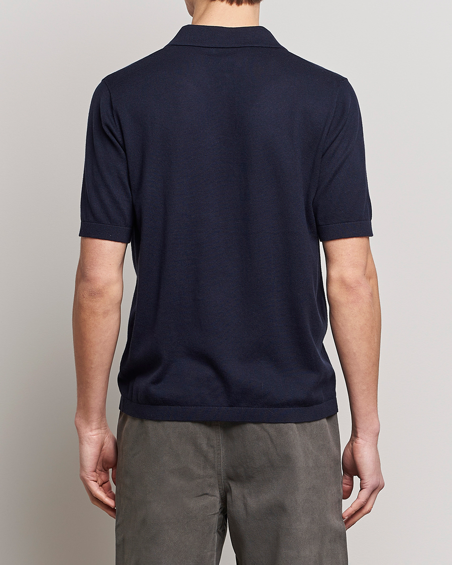 Herre | Pikéer | A Day's March | Ebro Open Collar Cotton/Wool Navy