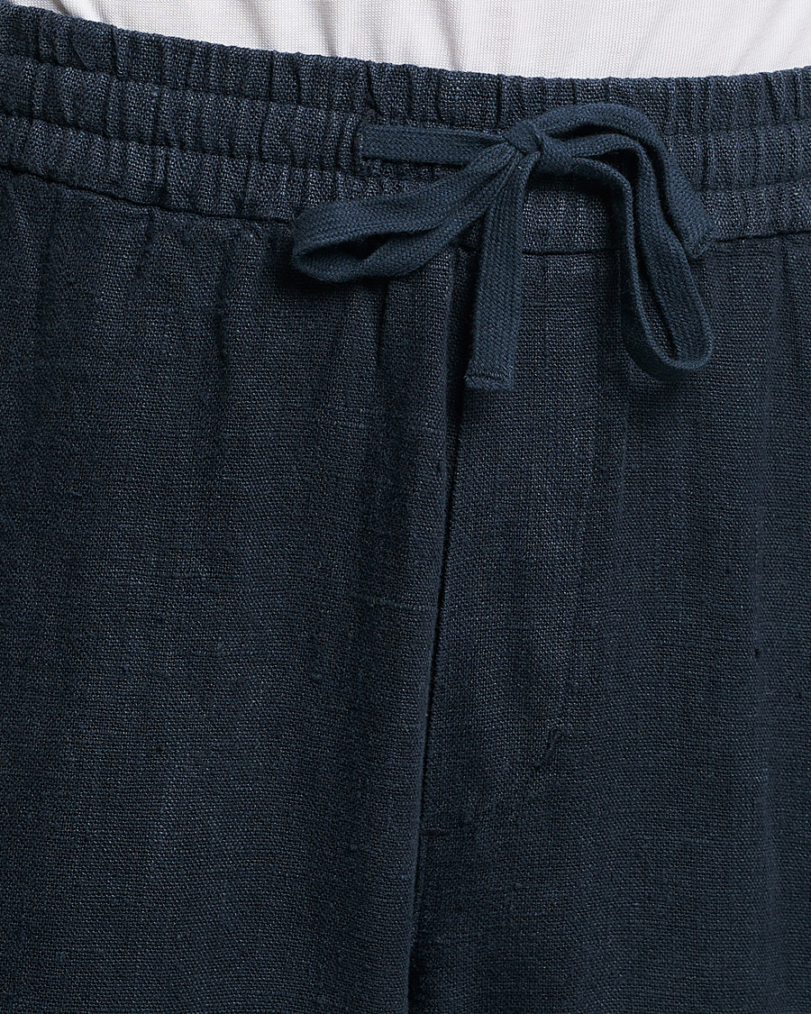 Herre | Bukser | A Day's March | Tamait Drawstring Linen Trousers Navy