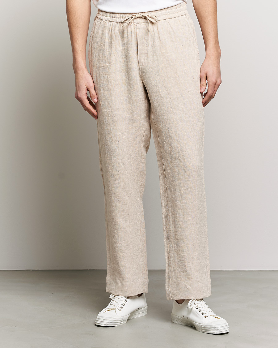Herre | | A Day's March | Tamait Drawstring Linen Trousers Oyster