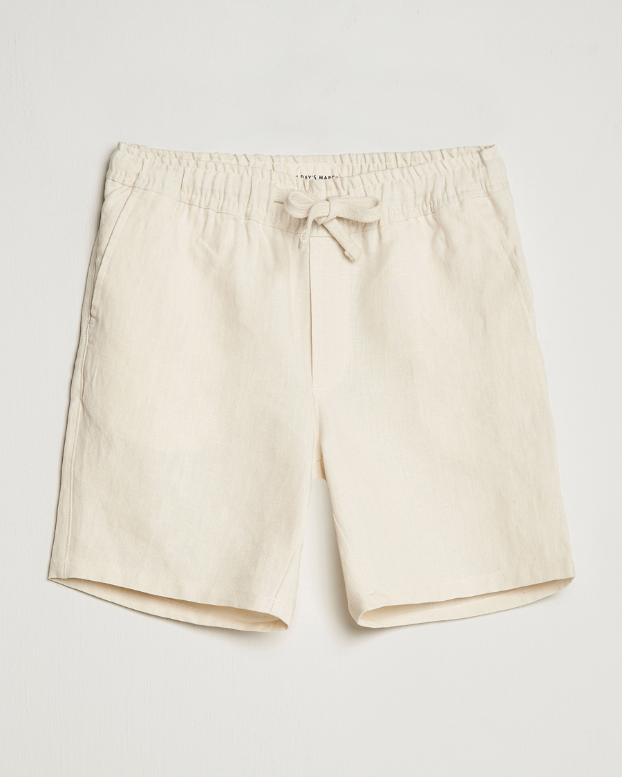 Herre | Shorts | A Day's March | Ipu Drawstring Linen Shorts Oyster