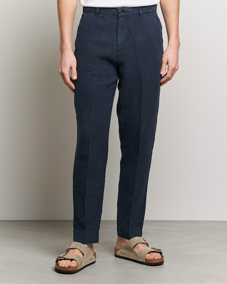 Herre | Bukser | A Day's March | Madu Linen Trouser Navy
