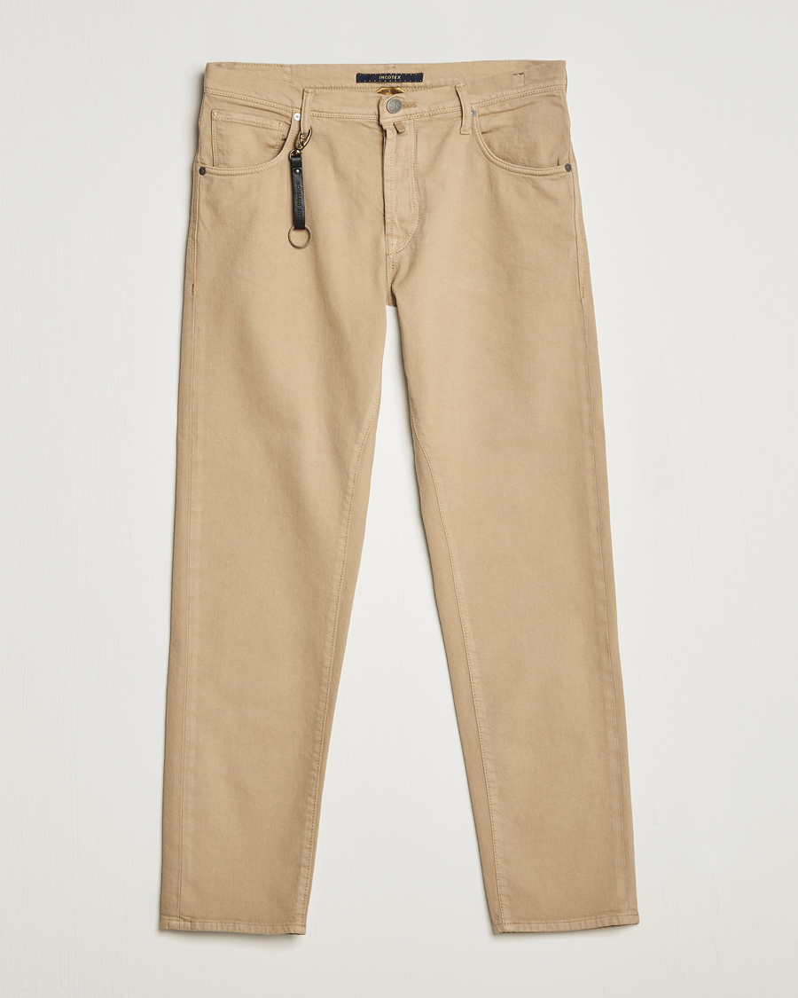 Herre | Bukser | Incotex | Cotton Stretch 5-Pocket Pants Beige