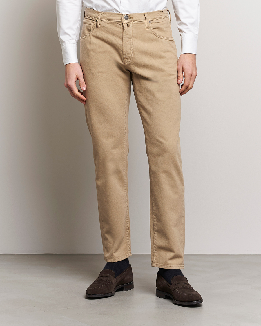 Herre | Incotex | Incotex | Cotton Stretch 5-Pocket Pants Beige