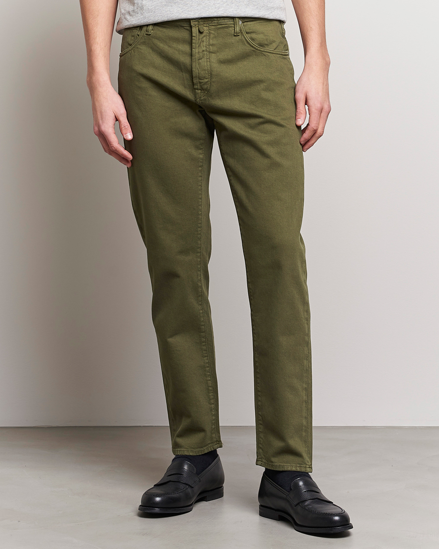 Herre | 5-lommersbukser | Incotex | Cotton Stretch 5-Pocket Pants Military Green