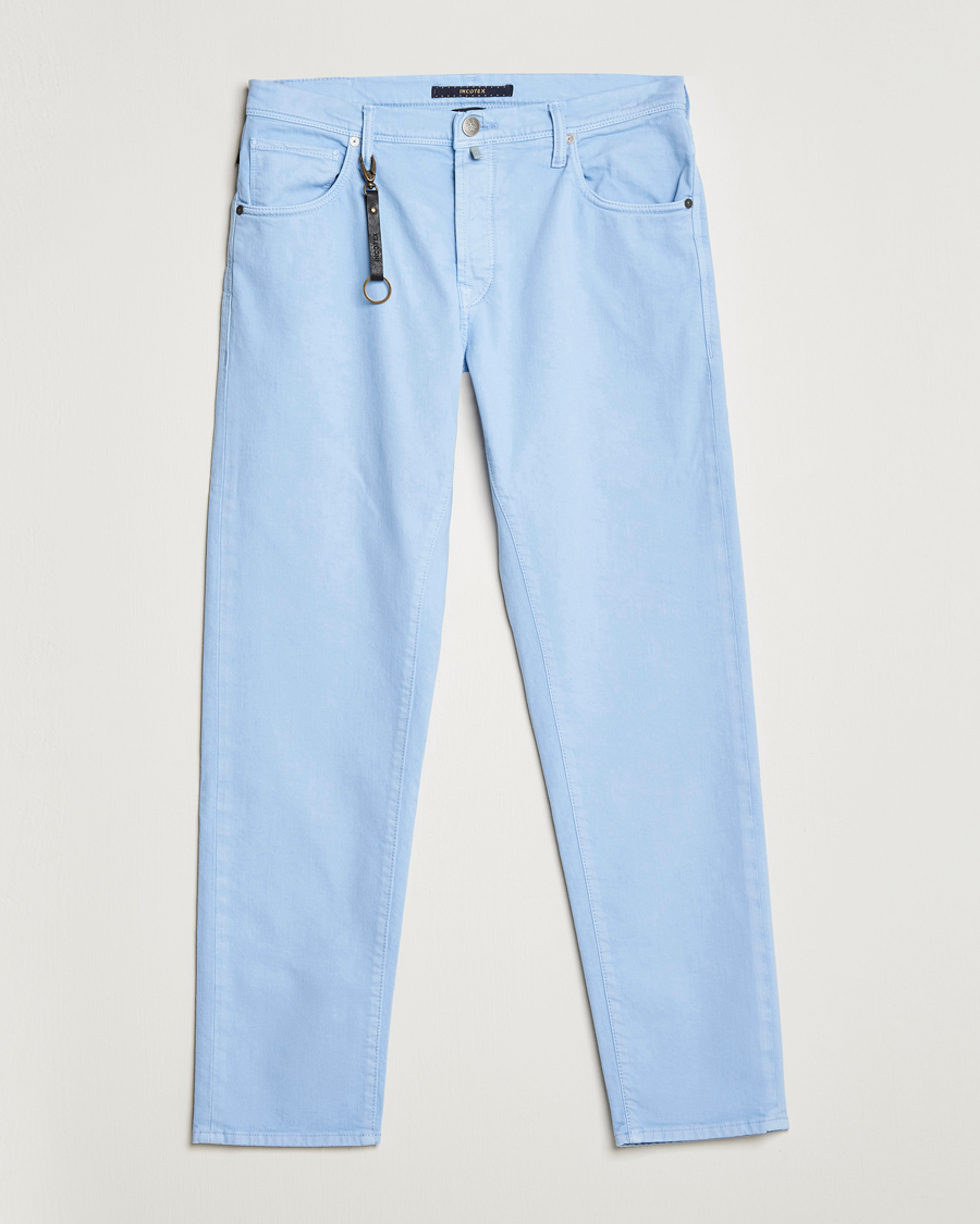 Herre | Bukser | Incotex | Cotton Stretch 5-Pocket Pants Light Blue