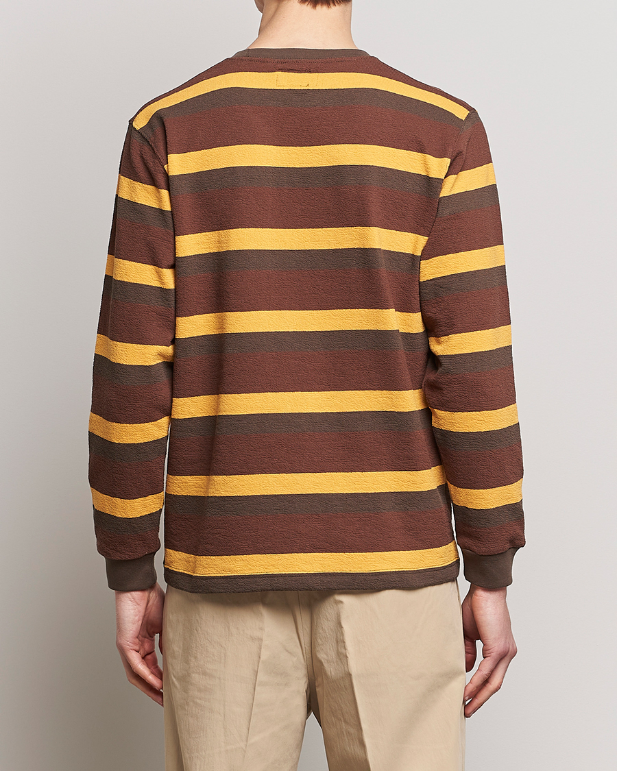 Herre | T-Shirts | BEAMS PLUS | Long Sleeve Striped Pocket Tee Brown