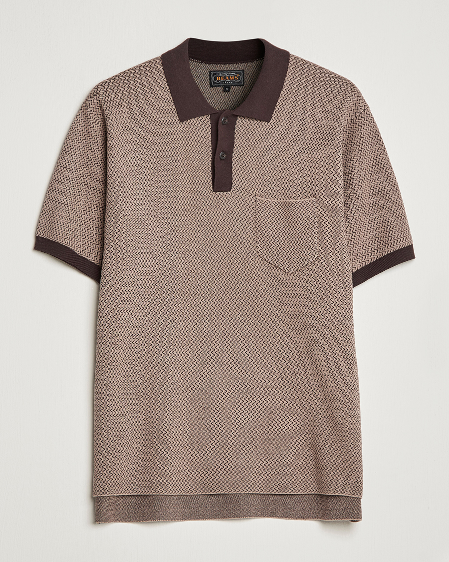 Herre | Pikéer | BEAMS PLUS | Two-Tone Jacquard Polo Brown