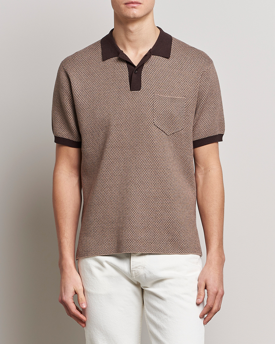 Herre | Pikéer | BEAMS PLUS | Two-Tone Jacquard Polo Brown