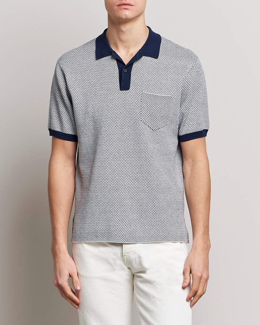 Herre |  | BEAMS PLUS | Two-Tone Jacquard Polo Navy