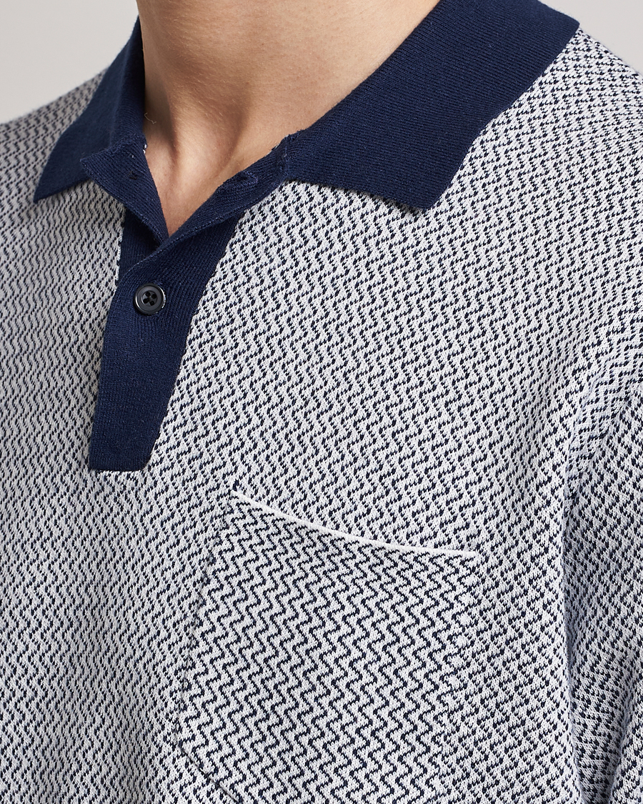 Herre | Pikéer | BEAMS PLUS | Two-Tone Jacquard Polo Navy