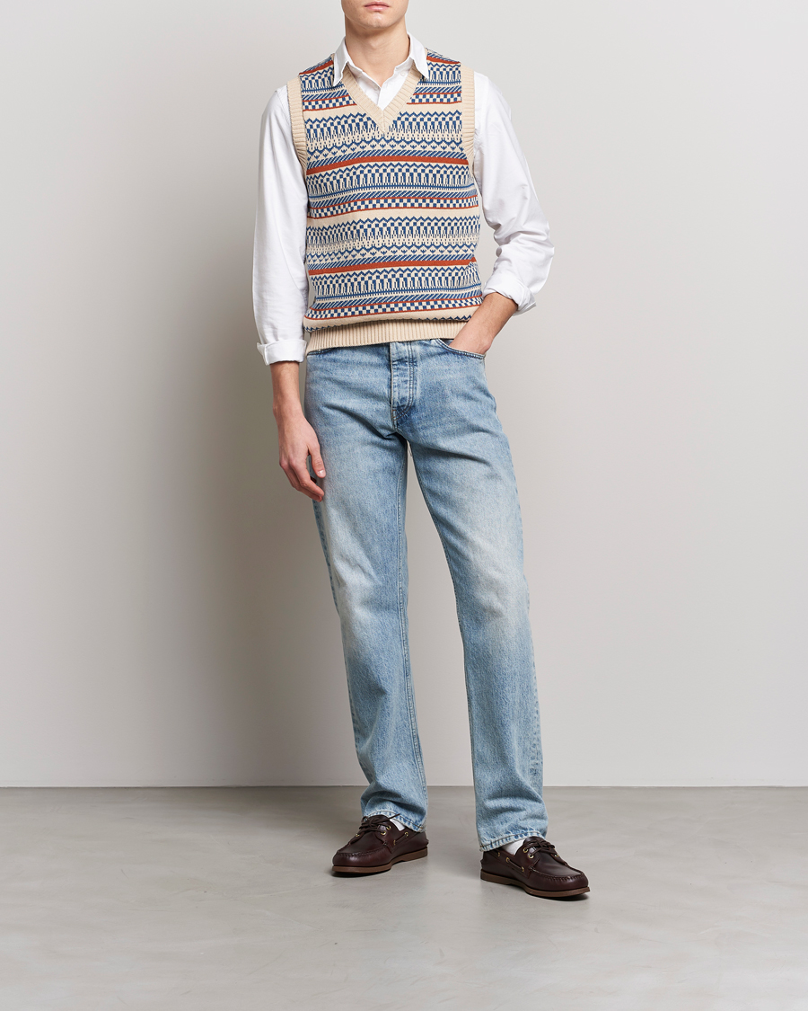 Herre | Gensere | BEAMS PLUS | Knit Fairisle Vest Natural