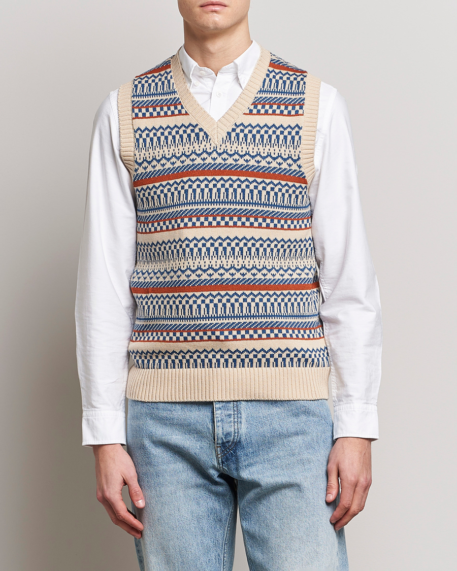 Herre | Japanese Department | BEAMS PLUS | Knit Fairisle Vest Natural
