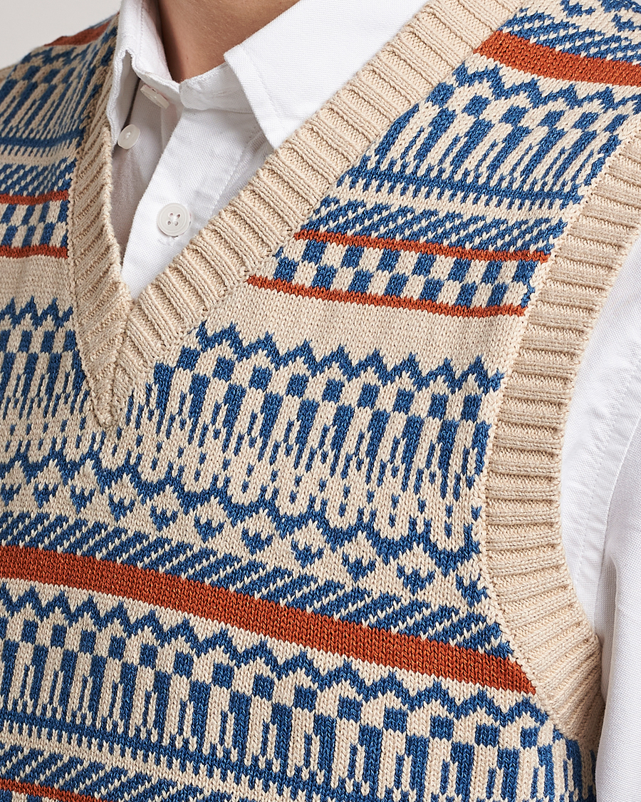 Herre | Gensere | BEAMS PLUS | Knit Fairisle Vest Natural