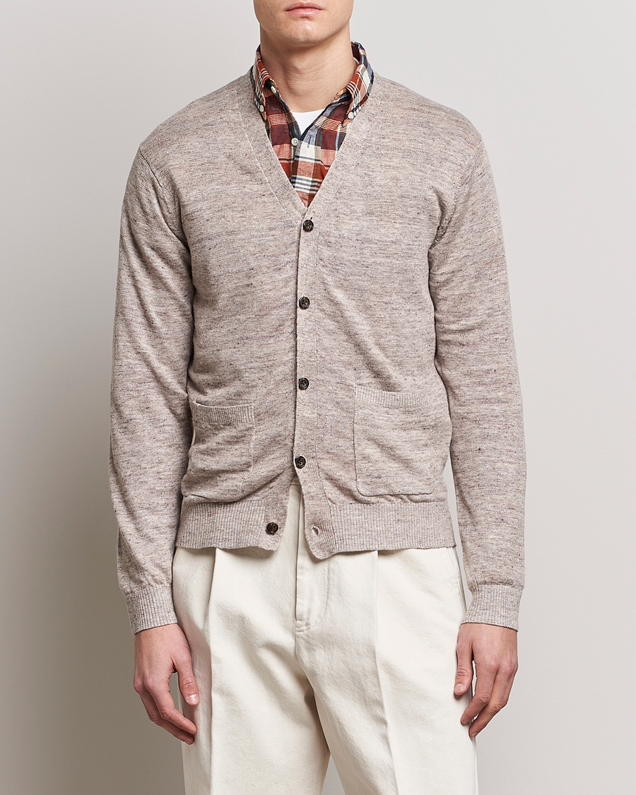 Herre | Cardigans | BEAMS PLUS | Linen Cardigan Beige